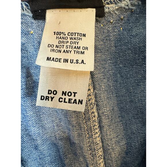 Rare VTG 80s Suzy For Kids Western Style Denim One Piece 24M Paisley/Fringe/Stud - Picture 6 of 9